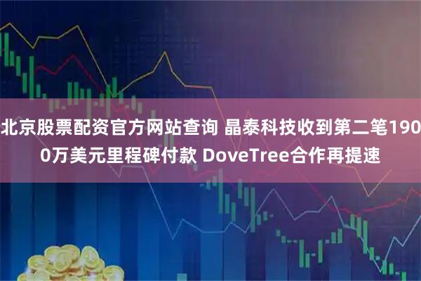 北京股票配资官方网站查询 晶泰科技收到第二笔1900万美元里程碑付款 DoveTree合作再提速